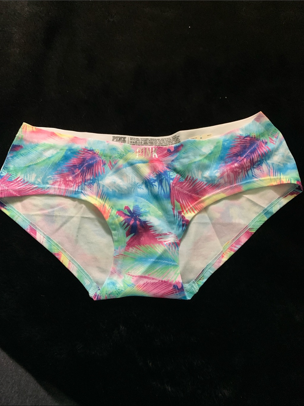 PINK seamless Tie-Dye Tropical Panty in Pink and Aqua